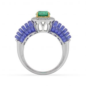 Tanzanite Emerald Diamond Ring